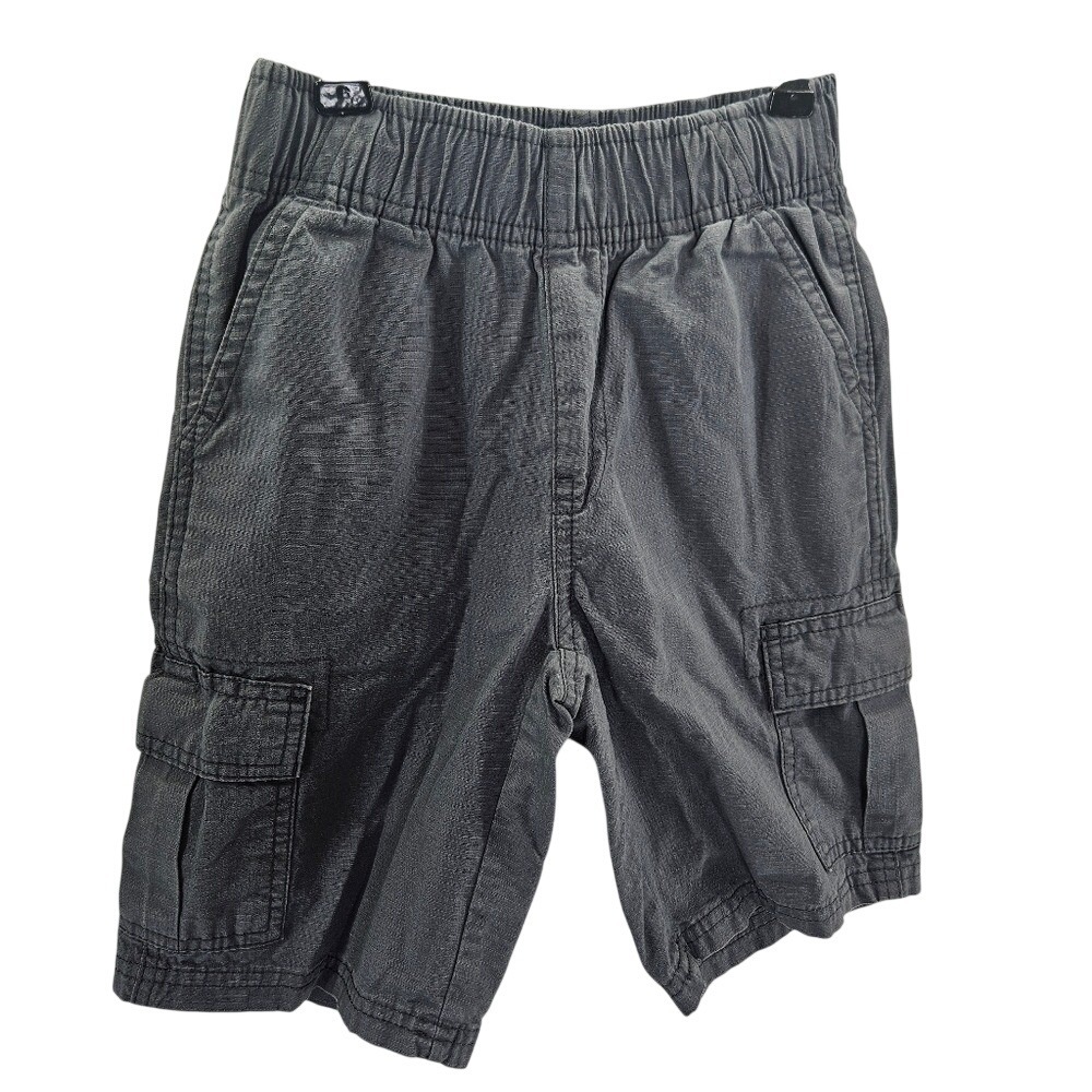 The Childrens Place Boys Gray Cargo Shorts Size 6 Elastic Waist Adjustable Tab